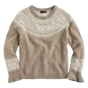 J. Crew Merino Wool Blend Fair Isle Nordic Ruffle Sleeve Sweater Size XXS $120